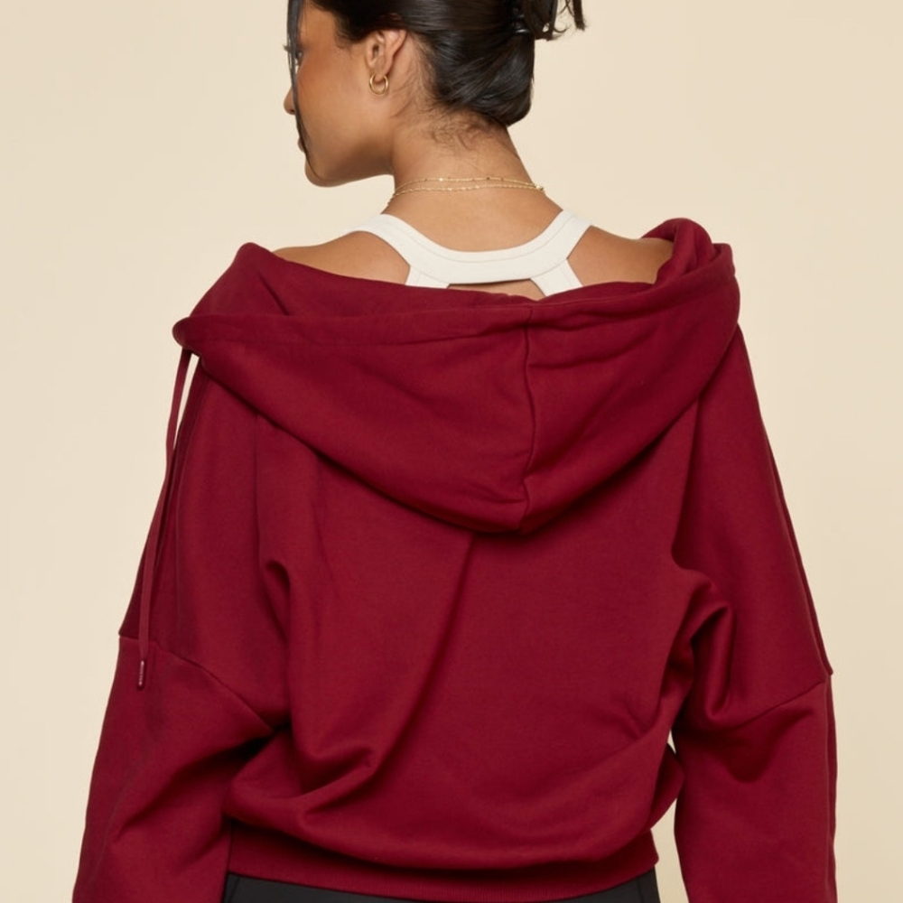 Zip Cloud Hoodie in Crimson